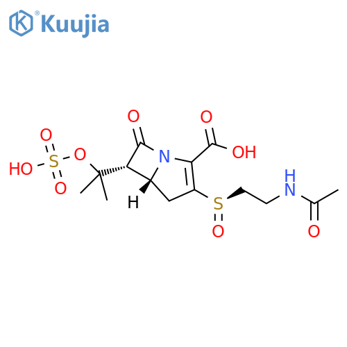 1-Azabicyclo[3.2.0]hept-2-ene-2-carboxylicacid,3-[(R)-[2-(acetylamino)ethyl]sulfinyl]-6-[1-methyl-1-(sulfooxy)ethyl]-7-oxo-,(5R,6R)- structure