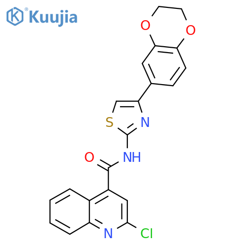 2-chloro-N-[4-(2,3-dihydro-1,4-benzodioxin-6-yl)-1,3-thiazol-2-yl]quinoline-4-carboxamide structure