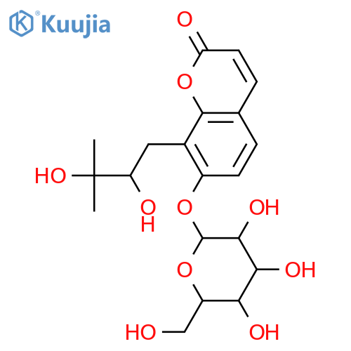 8-(2,3-Dihydroxy-3-methylbutyl)-7-hydroxy-2H-1-benzopyran-2-one; (S)-form, 7-O-β-D-Glucopyranoside structure