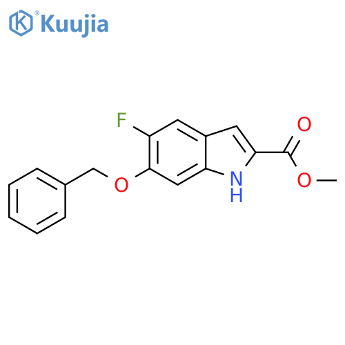 1H-Indole-2-carboxylic acid, 5-fluoro-6-(phenylmethoxy)-, methyl ester structure