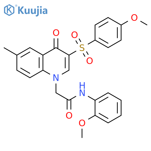 2-3-(4-methoxybenzenesulfonyl)-6-methyl-4-oxo-1,4-dihydroquinolin-1-yl-N-(2-methoxyphenyl)acetamide structure