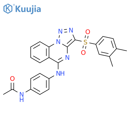N-(4-{3-(3,4-dimethylbenzenesulfonyl)-1,2,3triazolo1,5-aquinazolin-5-ylamino}phenyl)acetamide structure