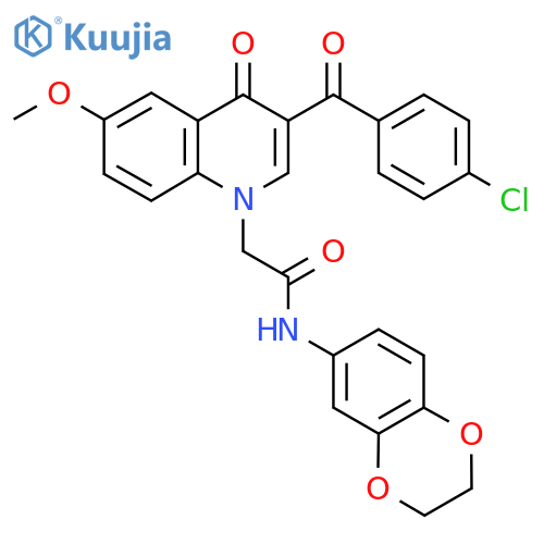 2-3-(4-chlorobenzoyl)-6-methoxy-4-oxo-1,4-dihydroquinolin-1-yl-N-(2,3-dihydro-1,4-benzodioxin-6-yl)acetamide structure