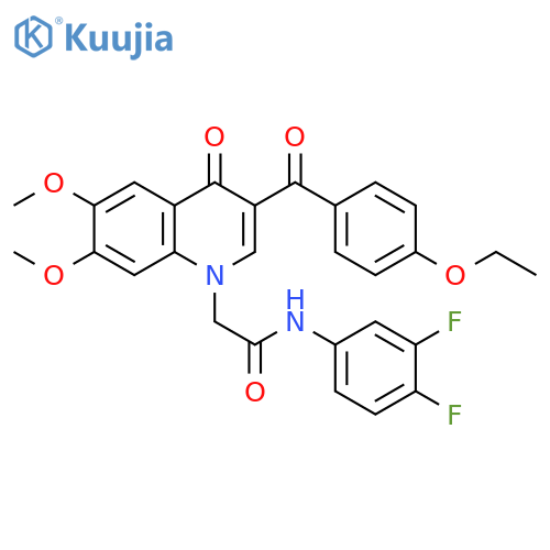 N-(3,4-difluorophenyl)-2-3-(4-ethoxybenzoyl)-6,7-dimethoxy-4-oxo-1,4-dihydroquinolin-1-ylacetamide structure