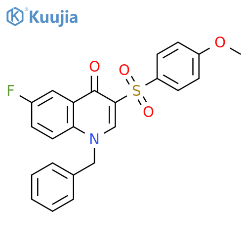 1-benzyl-6-fluoro-3-(4-methoxybenzenesulfonyl)-1,4-dihydroquinolin-4-one structure