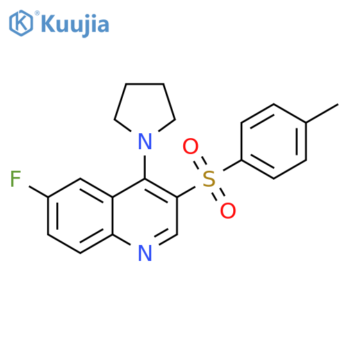 6-fluoro-3-(4-methylbenzenesulfonyl)-4-(pyrrolidin-1-yl)quinoline structure