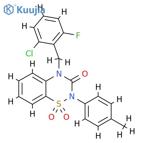 4-(2-chloro-6-fluorophenyl)methyl-2-(4-methylphenyl)-3,4-dihydro-2H-1lambda6,2,4-benzothiadiazine-1,1,3-trione structure