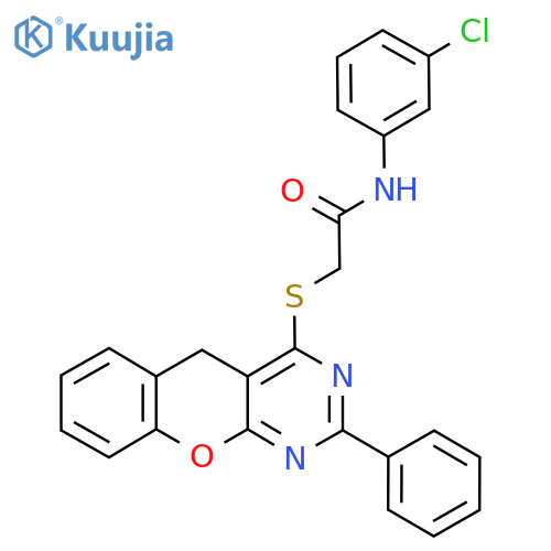 N-(3-chlorophenyl)-2-({2-phenyl-5H-chromeno2,3-dpyrimidin-4-yl}sulfanyl)acetamide structure