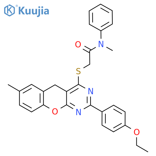 2-{2-(4-ethoxyphenyl)-7-methyl-5H-chromeno2,3-dpyrimidin-4-ylsulfanyl}-N-methyl-N-phenylacetamide structure
