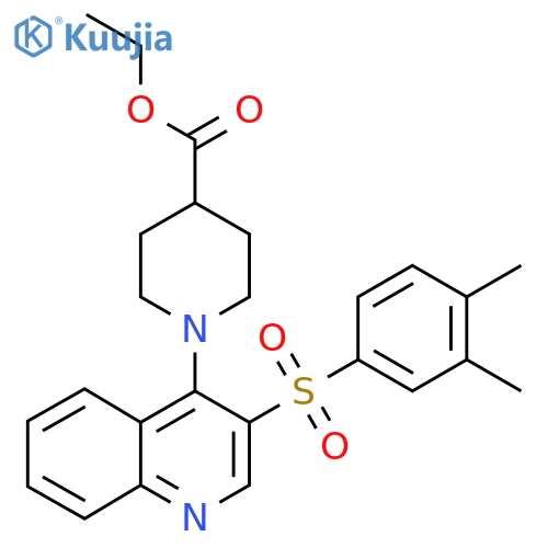 ethyl 1-3-(3,4-dimethylbenzenesulfonyl)quinolin-4-ylpiperidine-4-carboxylate structure