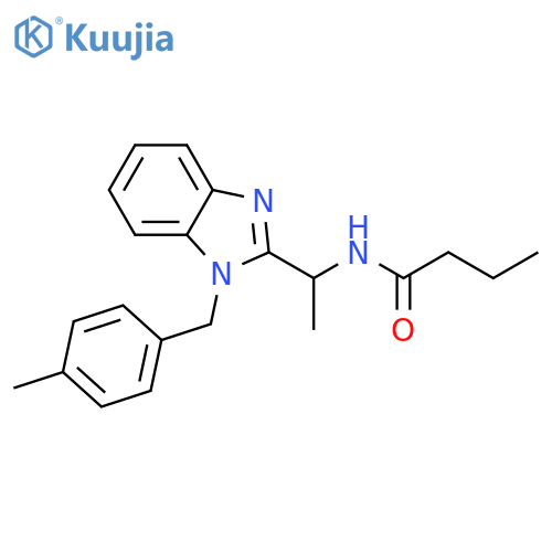 N-(1-{1-(4-methylphenyl)methyl-1H-1,3-benzodiazol-2-yl}ethyl)butanamide structure