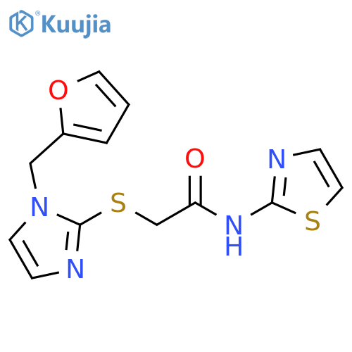 2-({1-(furan-2-yl)methyl-1H-imidazol-2-yl}sulfanyl)-N-(1,3-thiazol-2-yl)acetamide structure