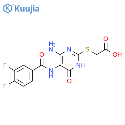 2-{4-amino-5-(3,4-difluorobenzamido)-6-oxo-1,6-dihydropyrimidin-2-ylsulfanyl}acetic acid structure