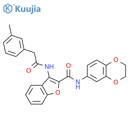 N-(2,3-dihydro-1,4-benzodioxin-6-yl)-3-2-(3-methylphenyl)acetamido-1-benzofuran-2-carboxamide structure