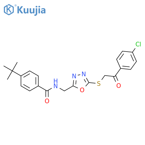 4-tert-butyl-N-(5-{2-(4-chlorophenyl)-2-oxoethylsulfanyl}-1,3,4-oxadiazol-2-yl)methylbenzamide structure