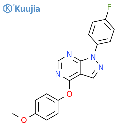 1-(4-fluorophenyl)-4-(4-methoxyphenoxy)-1H-pyrazolo3,4-dpyrimidine structure