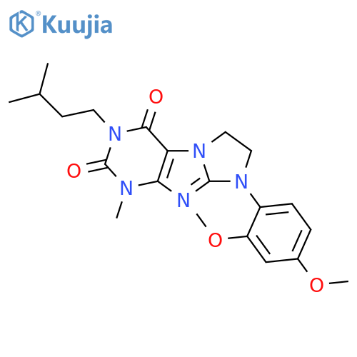 8-(2,4-dimethoxyphenyl)-1-methyl-3-(3-methylbutyl)-1H,2H,3H,4H,6H,7H,8H-imidazo1,2-gpurine-2,4-dione structure