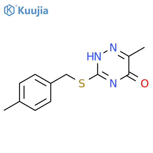 6-methyl-3-{(4-methylphenyl)methylsulfanyl}-4,5-dihydro-1,2,4-triazin-5-one structure