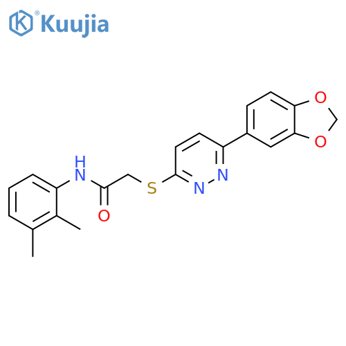 2-{6-(2H-1,3-benzodioxol-5-yl)pyridazin-3-ylsulfanyl}-N-(2,3-dimethylphenyl)acetamide structure