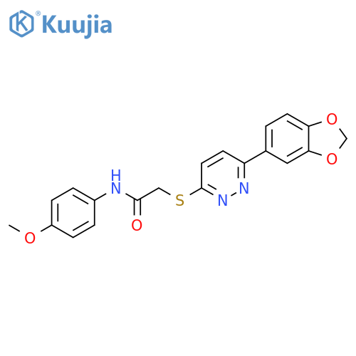 2-{6-(2H-1,3-benzodioxol-5-yl)pyridazin-3-ylsulfanyl}-N-(4-methoxyphenyl)acetamide structure