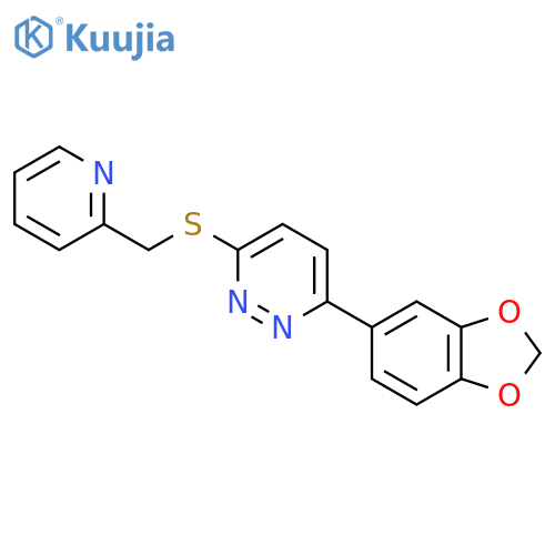 3-(2H-1,3-benzodioxol-5-yl)-6-{(pyridin-2-yl)methylsulfanyl}pyridazine structure