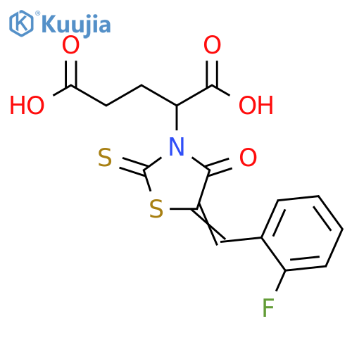 2-(5Z)-5-(2-fluorophenyl)methylidene-4-oxo-2-sulfanylidene-1,3-thiazolidin-3-ylpentanedioic acid structure