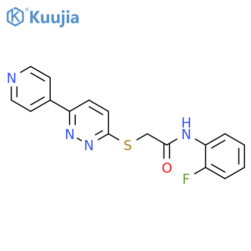 N-(2-fluorophenyl)-2-{6-(pyridin-4-yl)pyridazin-3-ylsulfanyl}acetamide structure