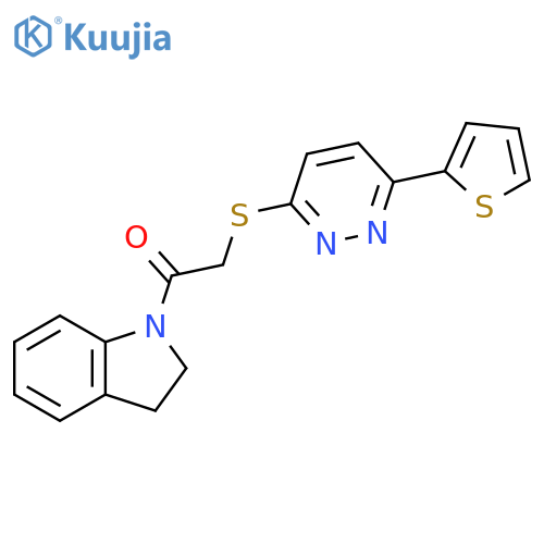 1-(2,3-dihydro-1H-indol-1-yl)-2-{6-(thiophen-2-yl)pyridazin-3-ylsulfanyl}ethan-1-one structure