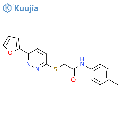 2-{6-(furan-2-yl)pyridazin-3-ylsulfanyl}-N-(4-methylphenyl)acetamide structure