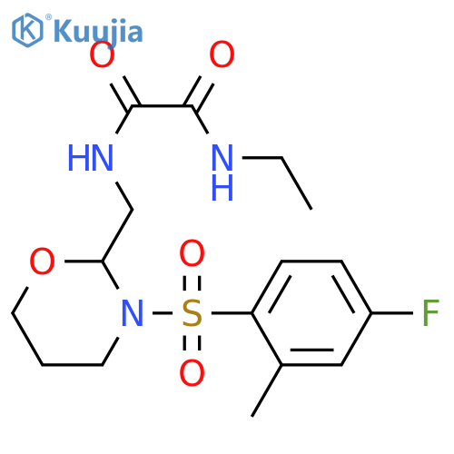 N-ethyl-N'-{3-(4-fluoro-2-methylbenzenesulfonyl)-1,3-oxazinan-2-ylmethyl}ethanediamide structure