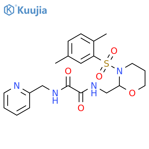 N-{3-(2,5-dimethylbenzenesulfonyl)-1,3-oxazinan-2-ylmethyl}-N'-(pyridin-2-yl)methylethanediamide structure