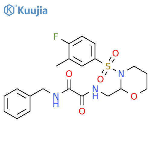 N'-benzyl-N-{3-(4-fluoro-3-methylbenzenesulfonyl)-1,3-oxazinan-2-ylmethyl}ethanediamide structure