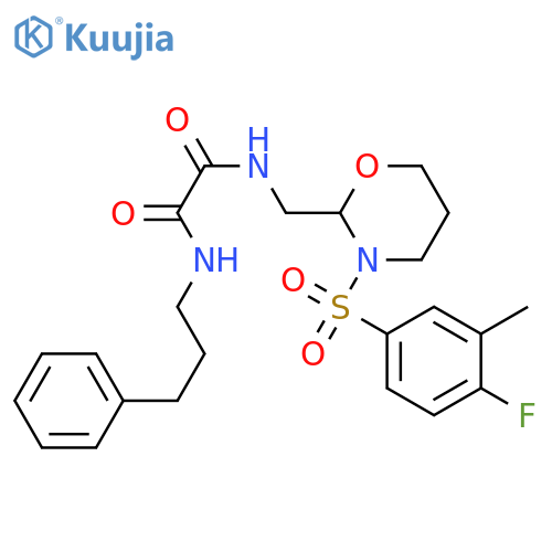N-{3-(4-fluoro-3-methylbenzenesulfonyl)-1,3-oxazinan-2-ylmethyl}-N'-(3-phenylpropyl)ethanediamide structure