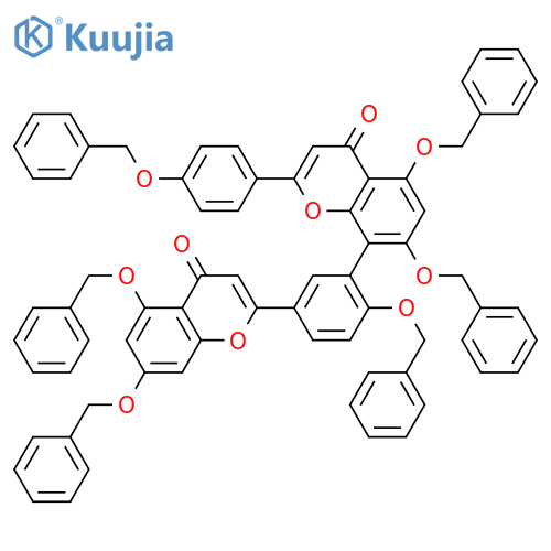 5,7-Bis(benzyloxy)-8-{2-(benzyloxy)-5-[5,7-bis(benzyloxy)-4-oxo-4H-1-benzopyran-2-yl]phenyl}-2-[4-(benzyloxy)phenyl]-4H-1-benzopyran-4-one structure