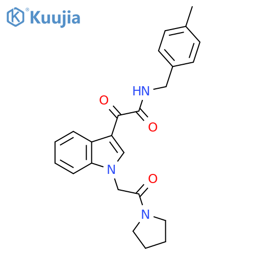 N-(4-methylphenyl)methyl-2-oxo-2-{1-2-oxo-2-(pyrrolidin-1-yl)ethyl-1H-indol-3-yl}acetamide structure