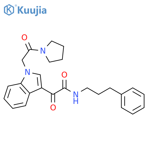 2-oxo-2-{1-2-oxo-2-(pyrrolidin-1-yl)ethyl-1H-indol-3-yl}-N-(3-phenylpropyl)acetamide structure
