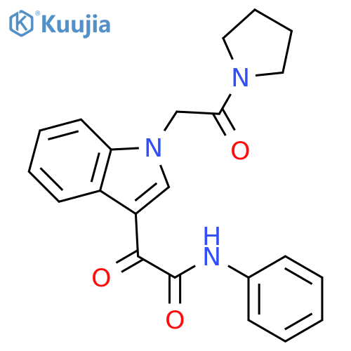 2-oxo-2-{1-2-oxo-2-(pyrrolidin-1-yl)ethyl-1H-indol-3-yl}-N-phenylacetamide structure