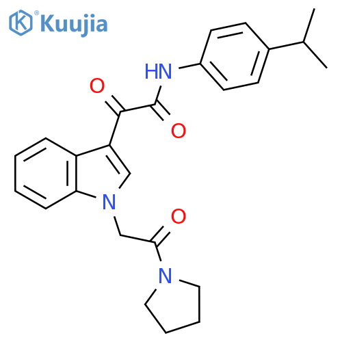 2-oxo-2-{1-2-oxo-2-(pyrrolidin-1-yl)ethyl-1H-indol-3-yl}-N-4-(propan-2-yl)phenylacetamide structure