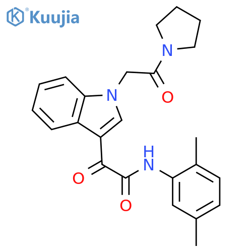 N-(2,5-dimethylphenyl)-2-oxo-2-{1-2-oxo-2-(pyrrolidin-1-yl)ethyl-1H-indol-3-yl}acetamide structure