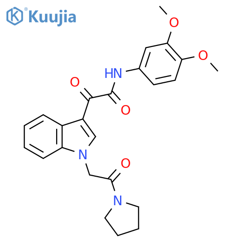 N-(3,4-dimethoxyphenyl)-2-oxo-2-{1-2-oxo-2-(pyrrolidin-1-yl)ethyl-1H-indol-3-yl}acetamide structure