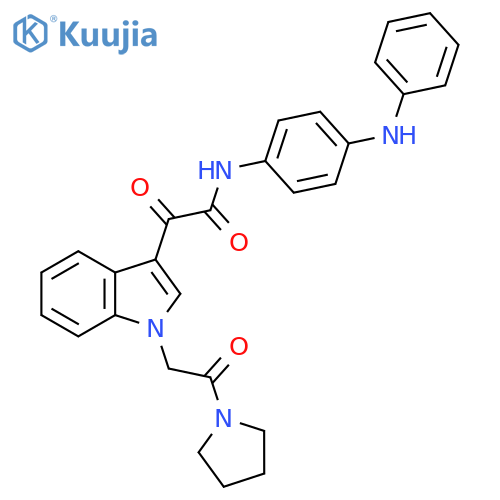 2-oxo-2-{1-2-oxo-2-(pyrrolidin-1-yl)ethyl-1H-indol-3-yl}-N-4-(phenylamino)phenylacetamide structure