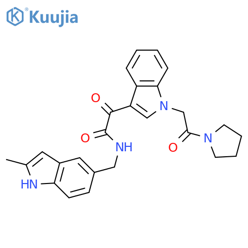 N-(2-methyl-1H-indol-5-yl)methyl-2-oxo-2-{1-2-oxo-2-(pyrrolidin-1-yl)ethyl-1H-indol-3-yl}acetamide structure