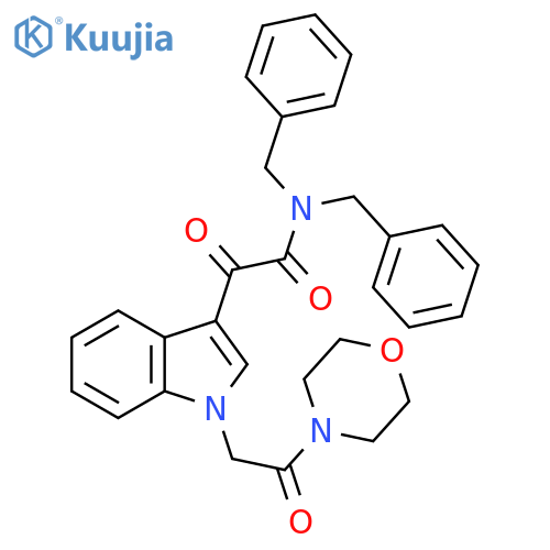 N,N-dibenzyl-2-{1-2-(morpholin-4-yl)-2-oxoethyl-1H-indol-3-yl}-2-oxoacetamide structure