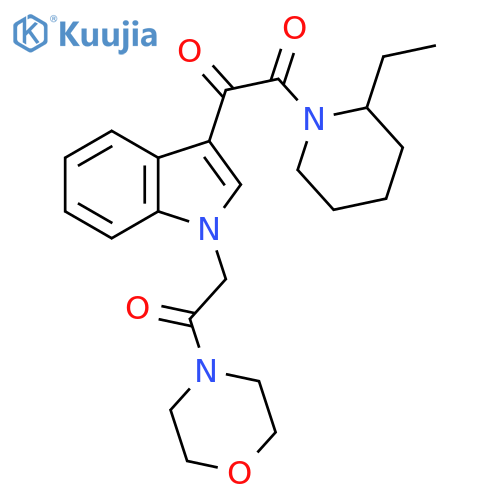 1-(2-ethylpiperidin-1-yl)-2-{1-2-(morpholin-4-yl)-2-oxoethyl-1H-indol-3-yl}ethane-1,2-dione structure