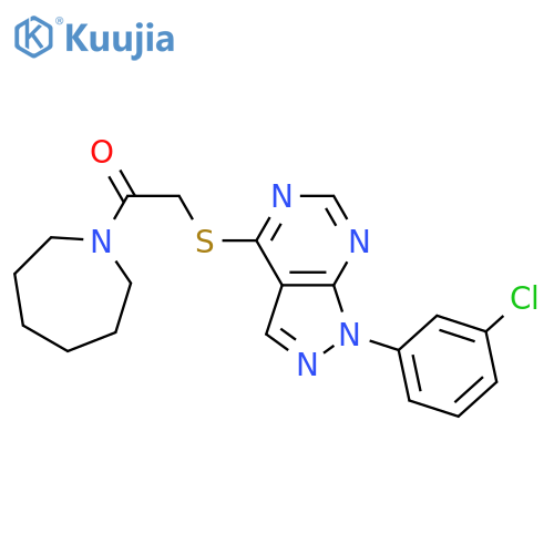 1-(azepan-1-yl)-2-{1-(3-chlorophenyl)-1H-pyrazolo3,4-dpyrimidin-4-ylsulfanyl}ethan-1-one structure