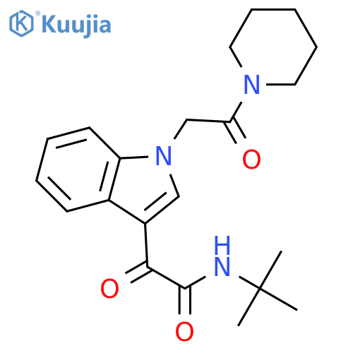 N-tert-butyl-2-oxo-2-{1-2-oxo-2-(piperidin-1-yl)ethyl-1H-indol-3-yl}acetamide structure