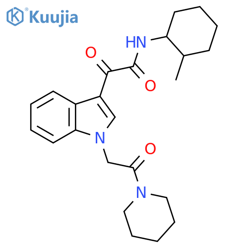 N-(2-methylcyclohexyl)-2-oxo-2-{1-2-oxo-2-(piperidin-1-yl)ethyl-1H-indol-3-yl}acetamide structure