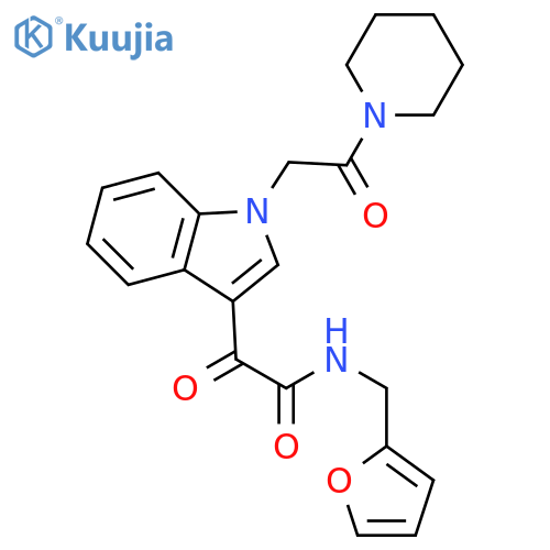 N-(furan-2-yl)methyl-2-oxo-2-{1-2-oxo-2-(piperidin-1-yl)ethyl-1H-indol-3-yl}acetamide structure