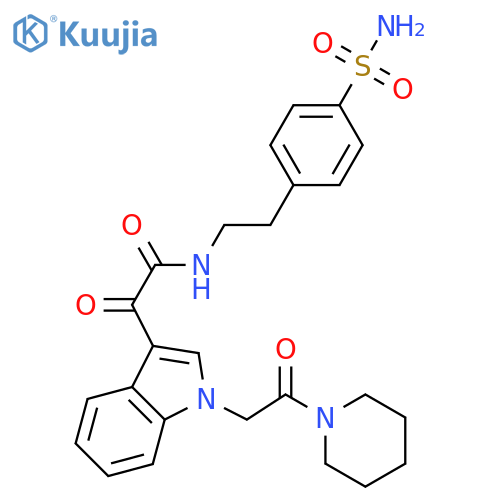 2-oxo-2-{1-2-oxo-2-(piperidin-1-yl)ethyl-1H-indol-3-yl}-N-2-(4-sulfamoylphenyl)ethylacetamide structure