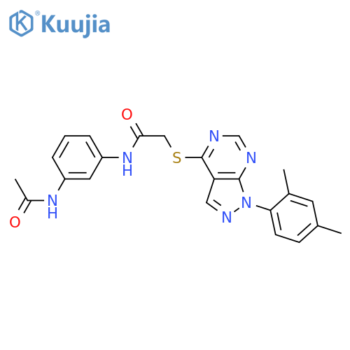 2-{1-(2,4-dimethylphenyl)-1H-pyrazolo3,4-dpyrimidin-4-ylsulfanyl}-N-(3-acetamidophenyl)acetamide structure